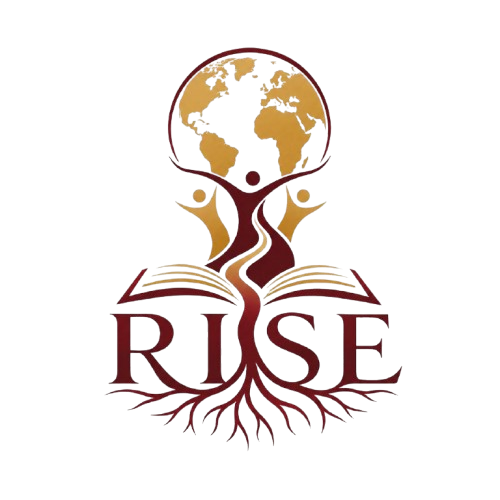Logo del Instituto RISE: un globo sostenido por un árbol sobre un libro abierto